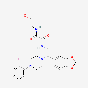 molecular formula C24H29FN4O5 B2871562 N1-(2-(benzo[d][1,3]dioxol-5-yl)-2-(4-(2-fluorophenyl)piperazin-1-yl)ethyl)-N2-(2-methoxyethyl)oxalamide CAS No. 896363-67-0