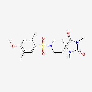 molecular formula C17H23N3O5S B2871574 8-((4-甲氧基-2,5-二甲苯基)磺酰基)-3-甲基-1,3,8-三氮杂螺[4.5]癸烷-2,4-二酮 CAS No. 1021089-61-1