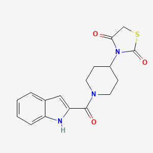 molecular formula C17H17N3O3S B2871591 3-(1-(1H-吲哚-2-羰基)哌啶-4-基)噻唑烷-2,4-二酮 CAS No. 2309776-31-4