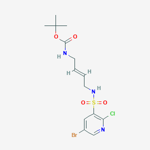 molecular formula C14H19BrClN3O4S B2871592 叔丁基 N-[(E)-4-[(5-溴-2-氯吡啶-3-基)磺酰氨基]丁-2-烯基]氨基甲酸酯 CAS No. 1799267-52-9