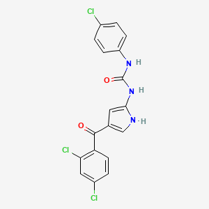 molecular formula C18H12Cl3N3O2 B2871601 1-(4-chlorophenyl)-3-[4-(2,4-dichlorobenzoyl)-1H-pyrrol-2-yl]urea CAS No. 338395-49-6