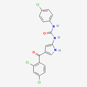 molecular formula C18H12Cl3N3O2 B2871601 1-(4-氯苯基)-3-[4-(2,4-二氯苯甲酰)-1H-吡咯-2-基]脲 CAS No. 338395-49-6