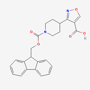 molecular formula C24H22N2O5 B2871615 3-[1-(9H-Fluoren-9-ylmethoxycarbonyl)piperidin-4-yl]-1,2-oxazole-4-carboxylic acid CAS No. 2260931-59-5