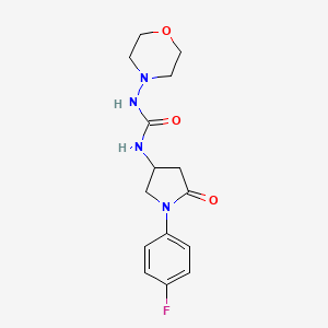 molecular formula C15H19FN4O3 B2871616 1-(1-(4-氟苯基)-5-氧代吡咯烷-3-基)-3-吗啉脲 CAS No. 894020-77-0