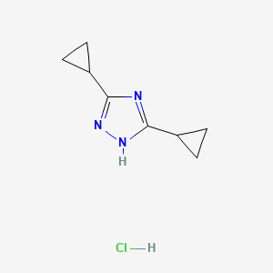 molecular formula C8H12ClN3 B2871621 3,5-dicyclopropyl-1H-1,2,4-triazole hydrochloride CAS No. 1423033-56-0