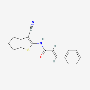 molecular formula C17H14N2OS B2871623 (E)-N-(3-cyano-5,6-dihydro-4H-cyclopenta[b]thiophen-2-yl)-3-phenylprop-2-enamide CAS No. 325987-59-5