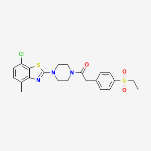 molecular formula C22H24ClN3O3S2 B2871633 1-(4-(7-Chloro-4-methylbenzo[d]thiazol-2-yl)piperazin-1-yl)-2-(4-(ethylsulfonyl)phenyl)ethanone CAS No. 941992-81-0