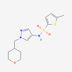 molecular formula C14H19N3O3S2 B2871638 5-methyl-N-(1-((tetrahydro-2H-pyran-4-yl)methyl)-1H-pyrazol-4-yl)thiophene-2-sulfonamide CAS No. 1705064-09-0