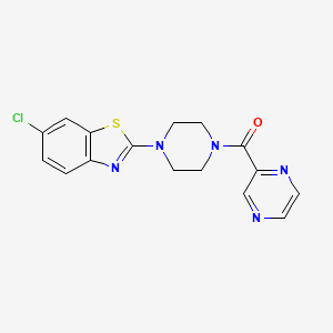 molecular formula C16H14ClN5OS B2871645 (4-(6-Chlorobenzo[d]thiazol-2-yl)piperazin-1-yl)(pyrazin-2-yl)methanone CAS No. 1171168-00-5