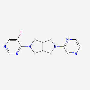 molecular formula C14H15FN6 B2871647 5-(5-Fluoropyrimidin-4-yl)-2-pyrazin-2-yl-1,3,3a,4,6,6a-hexahydropyrrolo[3,4-c]pyrrole CAS No. 2415487-71-5