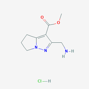 molecular formula C9H14ClN3O2 B2871648 Methyl 2-(aminomethyl)-5,6-dihydro-4H-pyrrolo[1,2-b]pyrazole-3-carboxylate;hydrochloride CAS No. 2375269-88-6