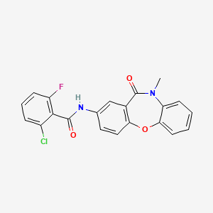 molecular formula C21H14ClFN2O3 B2871651 2-chloro-6-fluoro-N-(10-methyl-11-oxo-10,11-dihydrodibenzo[b,f][1,4]oxazepin-2-yl)benzamide CAS No. 922028-54-4