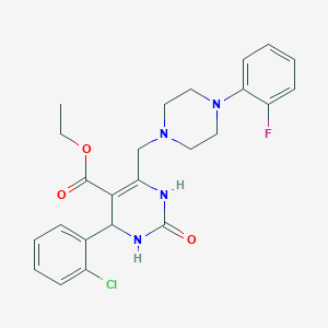 molecular formula C24H26ClFN4O3 B2871654 Ethyl 4-(2-chlorophenyl)-6-{[4-(2-fluorophenyl)piperazin-1-yl]methyl}-2-oxo-1,2,3,4-tetrahydropyrimidine-5-carboxylate CAS No. 1260937-25-4