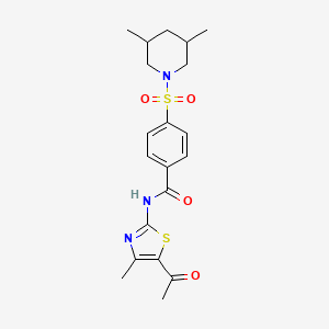 molecular formula C20H25N3O4S2 B2871657 N-(5-acetyl-4-methylthiazol-2-yl)-4-((3,5-dimethylpiperidin-1-yl)sulfonyl)benzamide CAS No. 361167-62-6