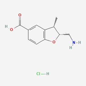 molecular formula C11H14ClNO3 B2871661 (2R,3S)-2-(Aminomethyl)-3-methyl-2,3-dihydro-1-benzofuran-5-carboxylic acid;hydrochloride CAS No. 2408935-95-3