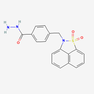 molecular formula C18H15N3O3S B2871669 4-({2,2-Dioxo-2lambda6-thia-3-azatricyclo[6.3.1.0^{4,12}]dodeca-1(11),4(12),5,7,9-pentaen-3-yl}methyl)benzohydrazide CAS No. 379254-45-2