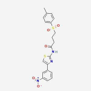 molecular formula C20H19N3O5S2 B2871676 N-(4-(3-nitrophenyl)thiazol-2-yl)-4-tosylbutanamide CAS No. 941987-04-8