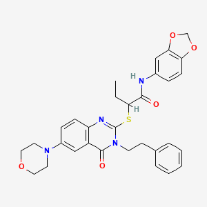 N-(benzo[d][1,3]dioxol-5-yl)-2-((6-morpholino-4-oxo-3-phenethyl-3,4-dihydroquinazolin-2-yl)thio)butanamide