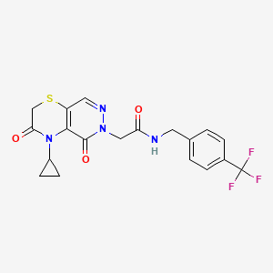 molecular formula C19H17F3N4O3S B2871713 2-(4-cyclopropyl-3,5-dioxo-3,4-dihydro-2H-pyridazino[4,5-b][1,4]thiazin-6(5H)-yl)-N-(4-(trifluoromethyl)benzyl)acetamide CAS No. 1286704-56-0