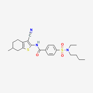molecular formula C23H29N3O3S2 B2871725 4-[butyl(ethyl)sulfamoyl]-N-(3-cyano-6-methyl-4,5,6,7-tetrahydro-1-benzothiophen-2-yl)benzamide CAS No. 683765-73-3