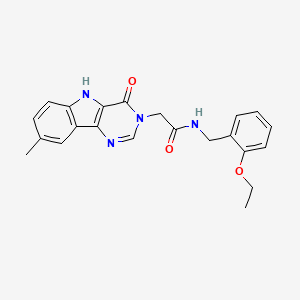 molecular formula C22H22N4O3 B2871726 N-(2-乙氧基苄基)-2-(8-甲基-4-氧代-4,5-二氢-3H-嘧啶并[5,4-b]吲哚-3-基)乙酰胺 CAS No. 1105213-79-3