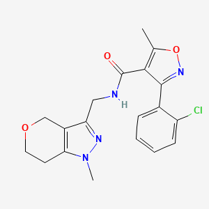 molecular formula C19H19ClN4O3 B2871727 3-(2-chlorophenyl)-5-methyl-N-((1-methyl-1,4,6,7-tetrahydropyrano[4,3-c]pyrazol-3-yl)methyl)isoxazole-4-carboxamide CAS No. 1797681-73-2