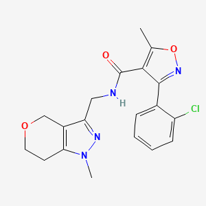 molecular formula C19H19ClN4O3 B2871727 3-(2-氯苯基)-5-甲基-N-((1-甲基-1,4,6,7-四氢吡喃[4,3-c]吡唑-3-基)甲基)异恶唑-4-甲酰胺 CAS No. 1797681-73-2