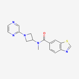 molecular formula C16H15N5OS B2871733 N-Methyl-N-(1-pyrazin-2-ylazetidin-3-yl)-1,3-benzothiazole-6-carboxamide CAS No. 2380171-12-8