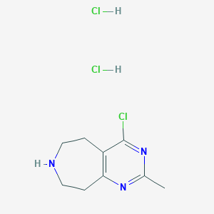 molecular formula C9H14Cl3N3 B2871737 4-Chloro-2-methyl-6,7,8,9-tetrahydro-5H-pyrimido[4,5-d]azepine;dihydrochloride CAS No. 2551117-52-1