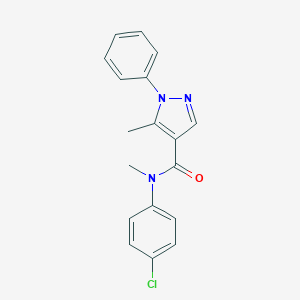 molecular formula C18H16ClN3O B287174 N-(4-chlorophenyl)-N,5-dimethyl-1-phenyl-1H-pyrazole-4-carboxamide 