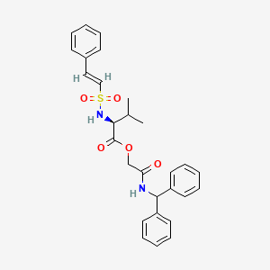 molecular formula C28H30N2O5S B2871741 [2-(benzhydrylamino)-2-oxoethyl] (2S)-3-methyl-2-[[(E)-2-phenylethenyl]sulfonylamino]butanoate CAS No. 956963-89-6