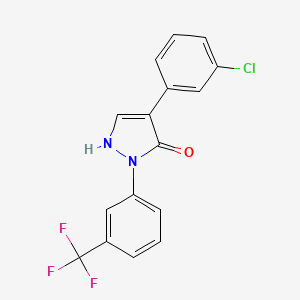 molecular formula C16H10ClF3N2O B2871742 4-(3-chlorophenyl)-2-[3-(trifluoromethyl)phenyl]-1H-pyrazol-3-one CAS No. 64124-06-7