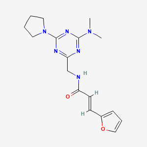 molecular formula C17H22N6O2 B2871748 (E)-N-((4-(二甲氨基)-6-(吡咯烷-1-基)-1,3,5-三嗪-2-基)甲基)-3-(呋喃-2-基)丙烯酰胺 CAS No. 2035019-46-4