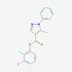 molecular formula C18H15FN2O2 B287175 3-fluoro-2-methylphenyl 5-methyl-1-phenyl-1H-pyrazole-4-carboxylate 