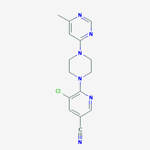 molecular formula C15H15ClN6 B2871750 5-Chloro-6-[4-(6-methylpyrimidin-4-yl)piperazin-1-yl]pyridine-3-carbonitrile CAS No. 2380071-73-6