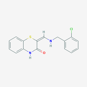 molecular formula C16H13ClN2OS B2871761 (2E)-2-({[(2-chlorophenyl)methyl]amino}methylidene)-3,4-dihydro-2H-1,4-benzothiazin-3-one CAS No. 338416-77-6