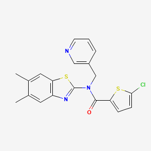molecular formula C20H16ClN3OS2 B2871763 5-chloro-N-(5,6-dimethyl-1,3-benzothiazol-2-yl)-N-(pyridin-3-ylmethyl)thiophene-2-carboxamide CAS No. 946289-77-6