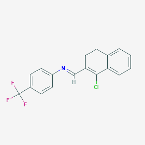 molecular formula C18H13ClF3N B2871776 N-[(E)-(1-chloro-3,4-dihydro-2-naphthalenyl)methylidene]-4-(trifluoromethyl)aniline CAS No. 861208-85-7