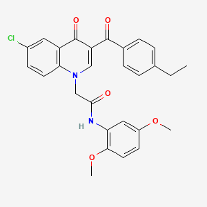 molecular formula C28H25ClN2O5 B2871779 2-(6-chloro-3-(4-ethylbenzoyl)-4-oxoquinolin-1(4H)-yl)-N-(2,5-dimethoxyphenyl)acetamide CAS No. 895645-77-9