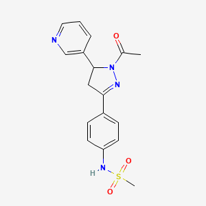 molecular formula C17H18N4O3S B2871785 N-(4-(1-acetyl-5-(pyridin-3-yl)-4,5-dihydro-1H-pyrazol-3-yl)phenyl)methanesulfonamide CAS No. 923174-17-8