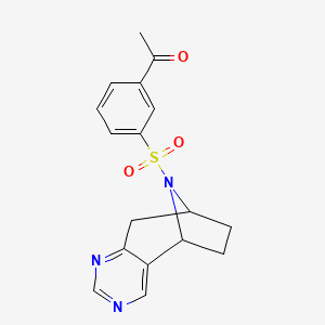 molecular formula C17H17N3O3S B2871787 1-(3-(((5R,8S)-6,7,8,9-四氢-5H-5,8-二亚氨基环庚并[d]嘧啶-10-基)磺酰基)苯基)乙酮 CAS No. 1903151-65-4