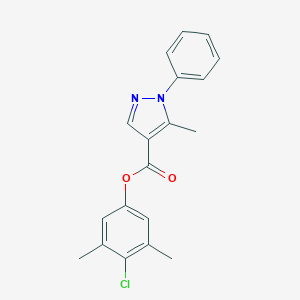 molecular formula C19H17ClN2O2 B287179 4-chloro-3,5-dimethylphenyl 5-methyl-1-phenyl-1H-pyrazole-4-carboxylate 