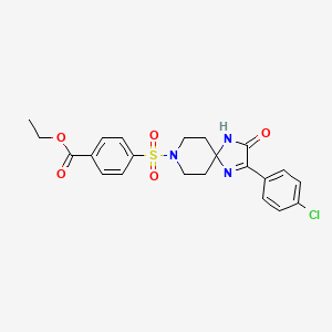 Ethyl 4-((2-(4-chlorophenyl)-3-oxo-1,4,8-triazaspiro[4.5]dec-1-en-8-yl)sulfonyl)benzoate