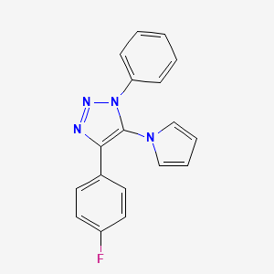 molecular formula C18H13FN4 B2871820 4-(4-fluorophenyl)-1-phenyl-5-(1H-pyrrol-1-yl)-1H-1,2,3-triazole CAS No. 2415599-63-0