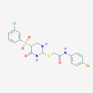 molecular formula C18H13BrClN3O4S2 B2871844 N-(4-bromophenyl)-2-{[5-(3-chlorobenzenesulfonyl)-6-oxo-1,6-dihydropyrimidin-2-yl]sulfanyl}acetamide CAS No. 931339-54-7
