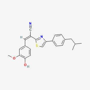 molecular formula C23H22N2O2S B2871849 (Z)-3-(4-hydroxy-3-methoxyphenyl)-2-(4-(4-isobutylphenyl)thiazol-2-yl)acrylonitrile CAS No. 476671-11-1