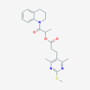 molecular formula C22H27N3O3S B2871852 1-Oxo-1-(1,2,3,4-tetrahydroquinolin-1-yl)propan-2-yl 3-[4,6-dimethyl-2-(methylsulfanyl)pyrimidin-5-yl]propanoate CAS No. 1209172-39-3