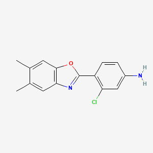 molecular formula C15H13ClN2O B2871874 3-Chloro-4-(5,6-dimethyl-1,3-benzoxazol-2-yl)aniline CAS No. 443290-89-9