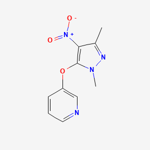 molecular formula C10H10N4O3 B2871875 3-[(1,3-dimethyl-4-nitro-1H-pyrazol-5-yl)oxy]pyridine CAS No. 1388300-73-9