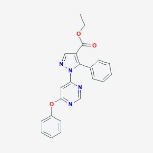 molecular formula C22H18N4O3 B287188 ethyl 1-(6-phenoxy-4-pyrimidinyl)-5-phenyl-1H-pyrazole-4-carboxylate 